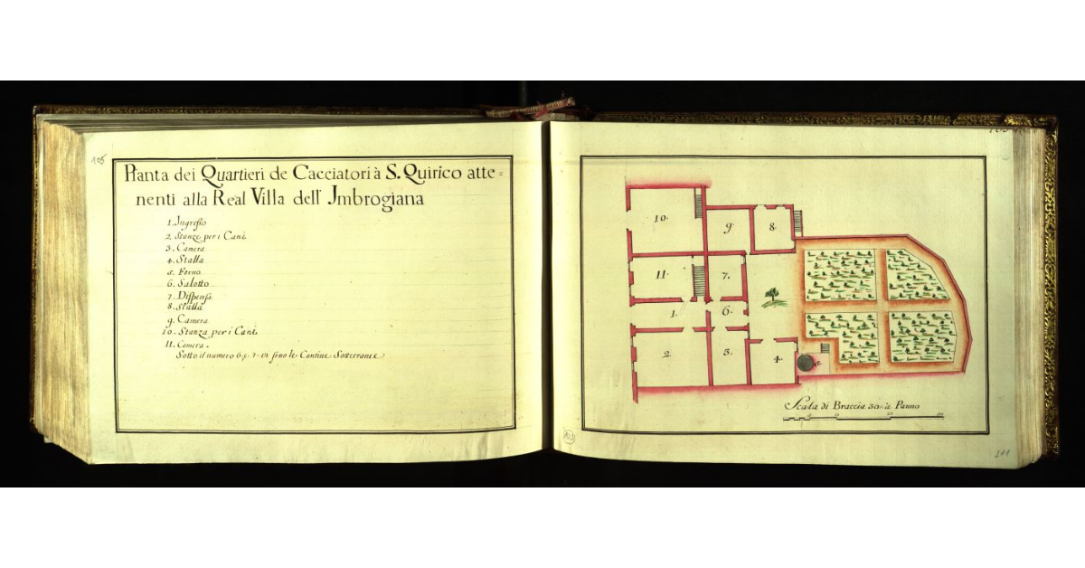 Pianta dei quartieri de cacciatori a S. Quirico attenenti alla Real Villa dell’Imbrogiana