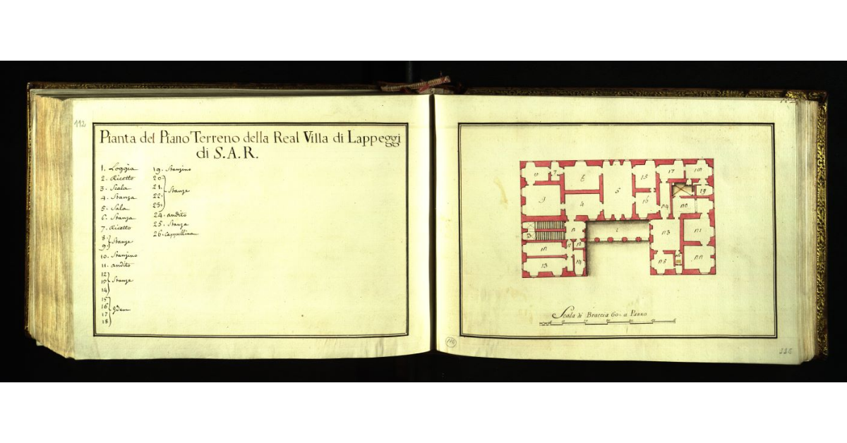 Pianta del piano terreno della Real Villa di Lappeggi di S.A.R
