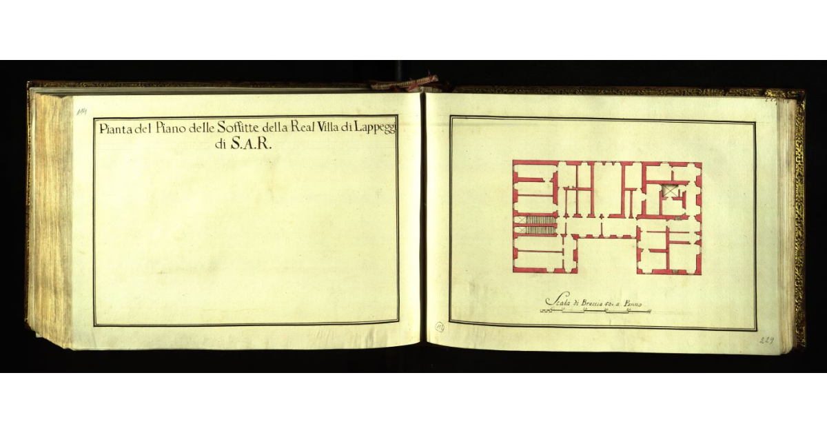 Pianta del piano delle soffitte della Real Villa di Lappeggi di S.A.R