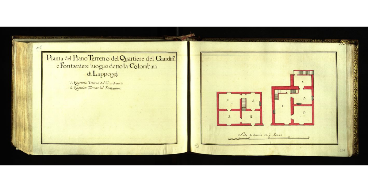 Pianta del piano terreno del quartiere del giardiniere e fontaniere luogo detto la Colombaia di Lappeggi