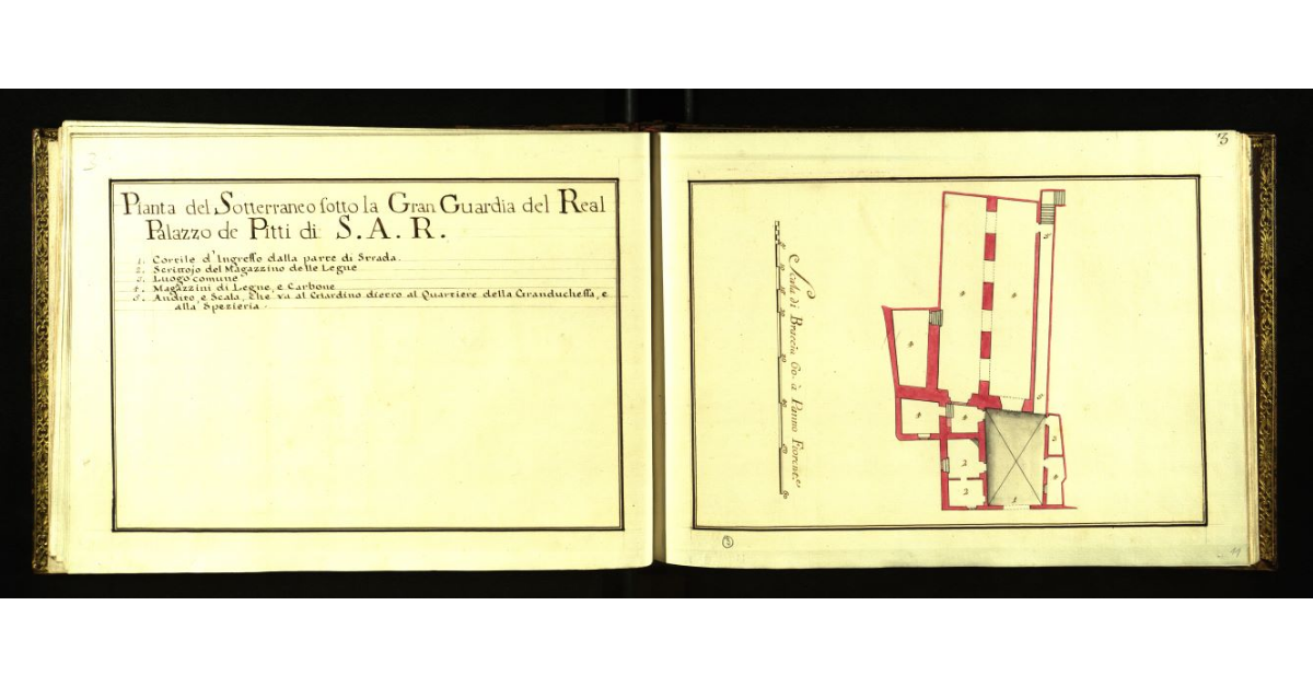 Pianta del sotterraneo sotto la Gran Guardia del Real Palazzo de Pitti di S.A.R. [a Firenze]