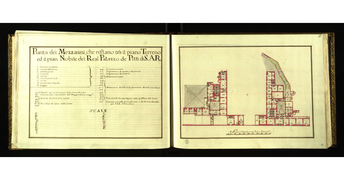Pianta dei mezzanini che restano tra il piano terreno ed il piano nobile del Real Palazzo de Pitti di S.A.R. [a Firenze]