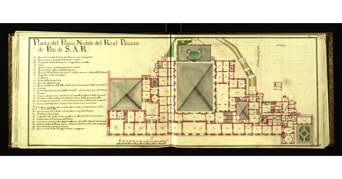 Pianta del piano nobile del Real Palazzo de Pitti di S.A.R. [a Firenze]
