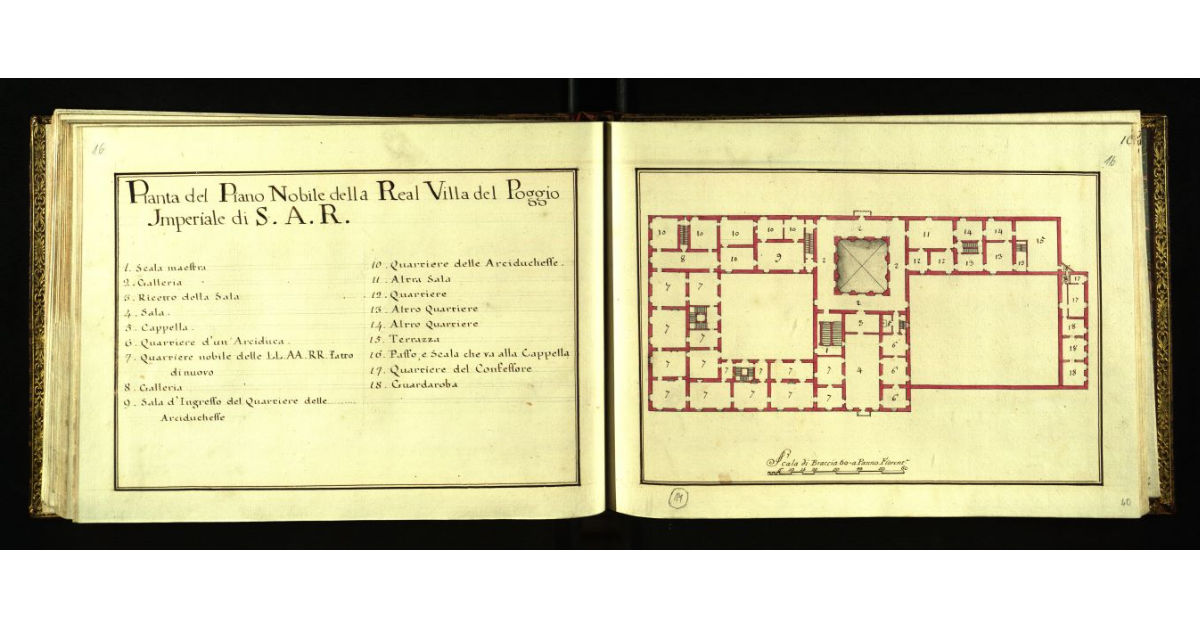 Pianta del piano nobile della Real Villa del Poggio Imperiale di S.A.R. [a Firenze]