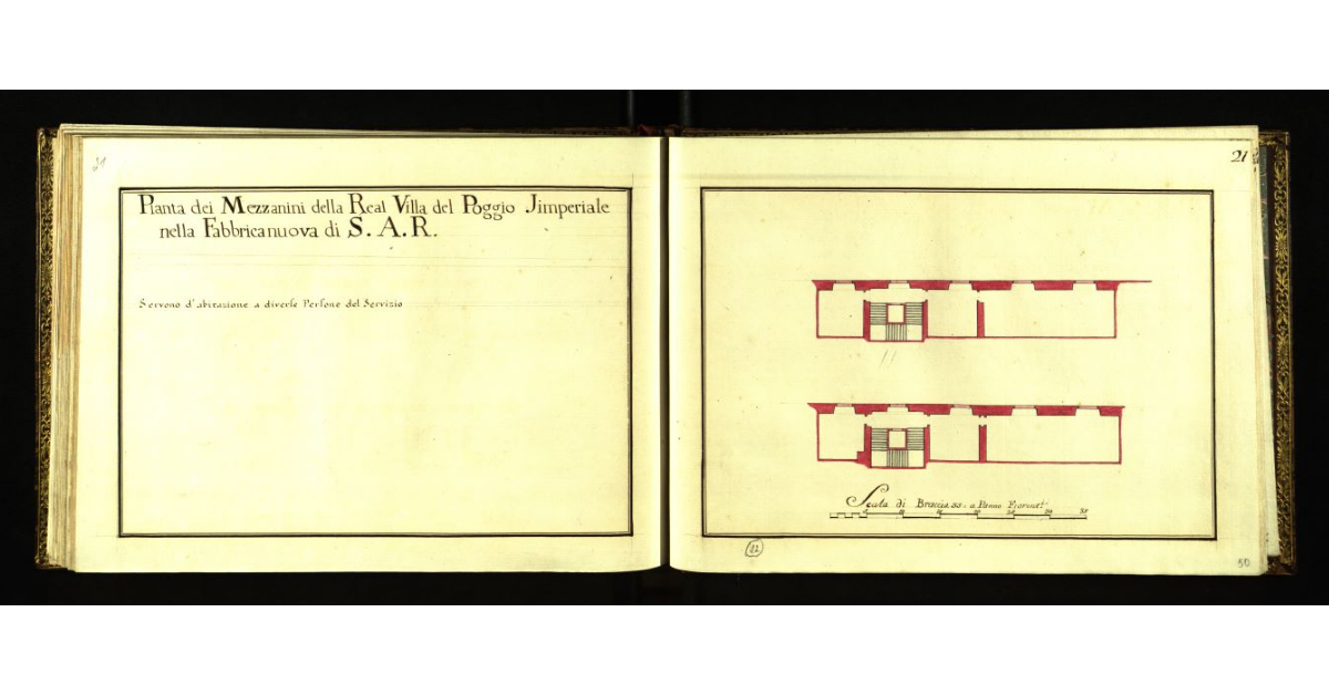 Pianta dei mezzanini della Real Villa del Poggio Imperiale nella Fabbrica nuova di S.A.R. [a Firenze]