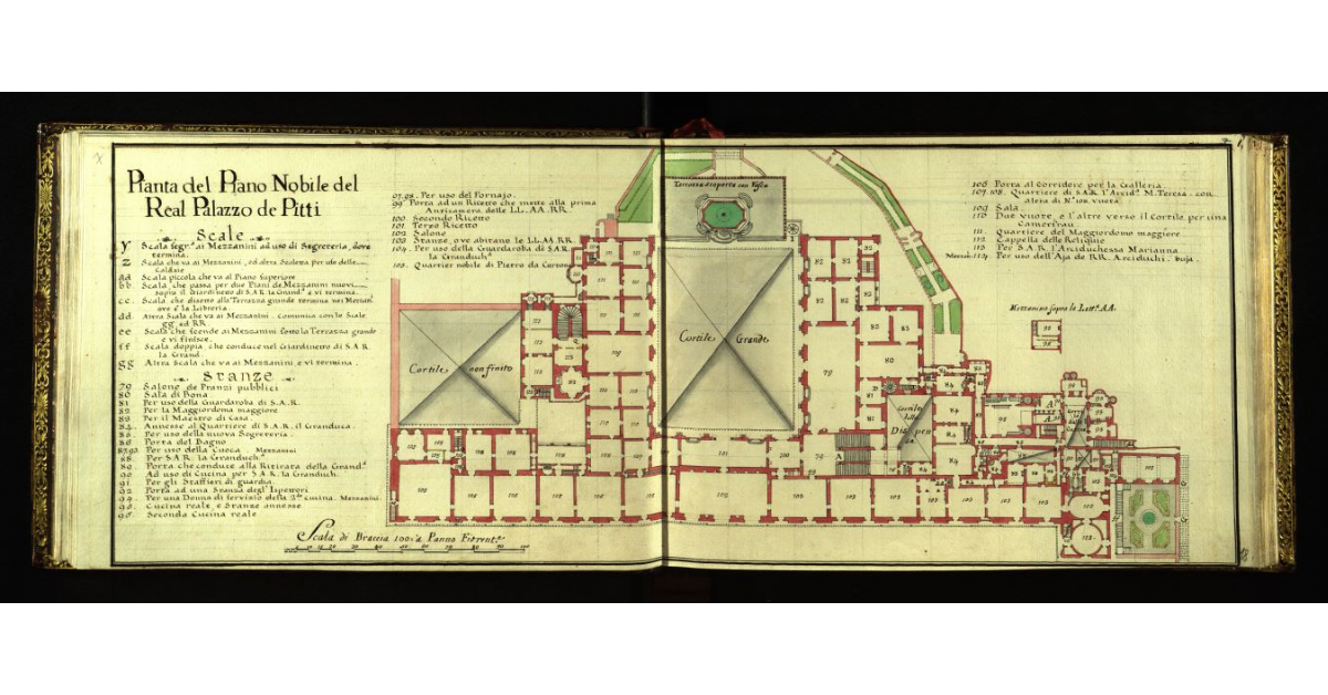 Pianta del piano nobile del Real Palazzo de Pitti di S.A.R. [a Firenze]