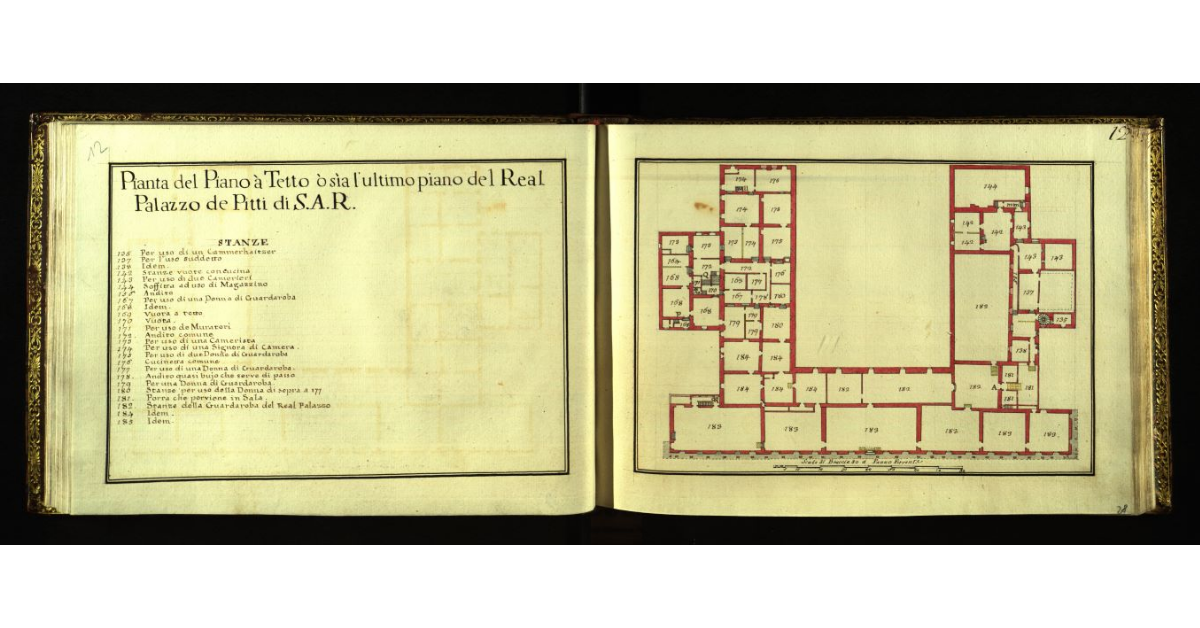 Pianta del piano a tetto o sia l'ultimo piano del Real Palazzo de Pitti di S.A.R. [a Firenze]