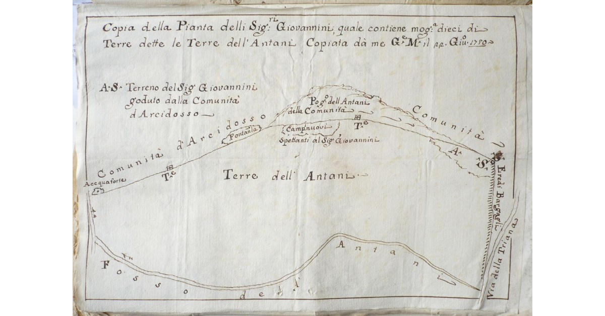 Copia della Pianta delli Signori Giovannini, quale contiene moggia dieci di Terre dette le Terre dell'Antani [ad Arcidosso]
