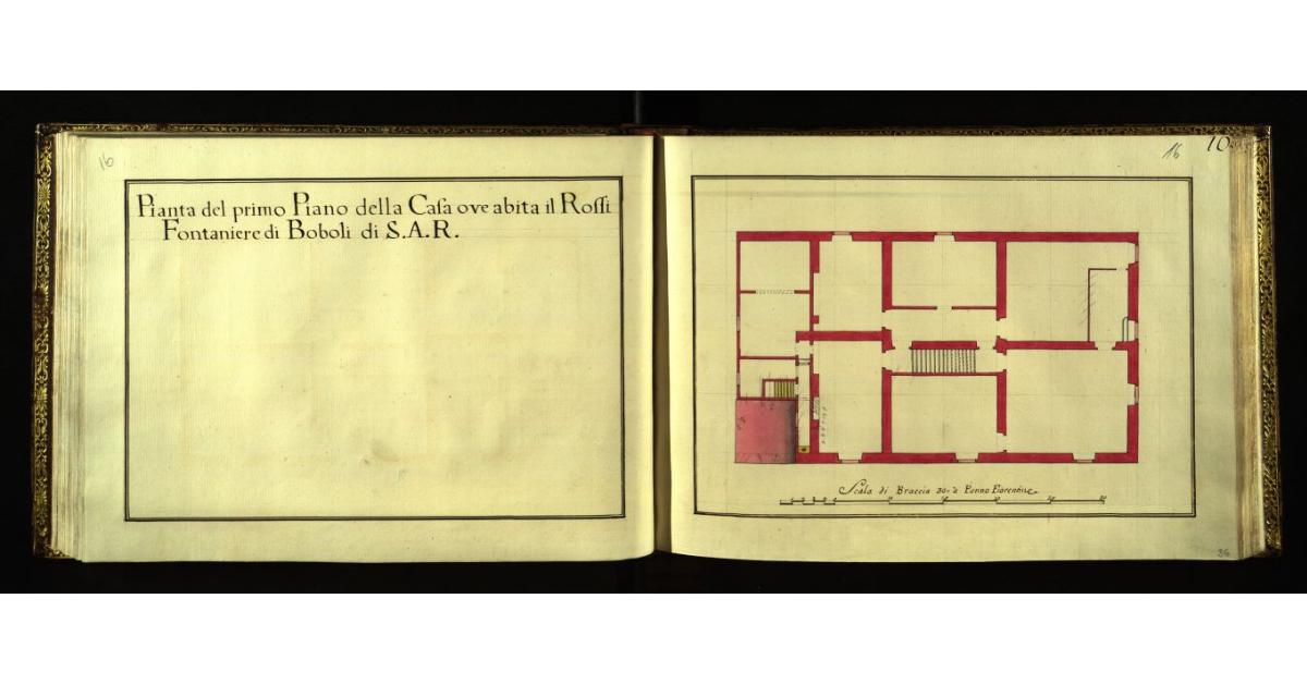 Pianta del primo piano della casa ove abita il Rossi fontaniere di S.A.R. [a Firenze]