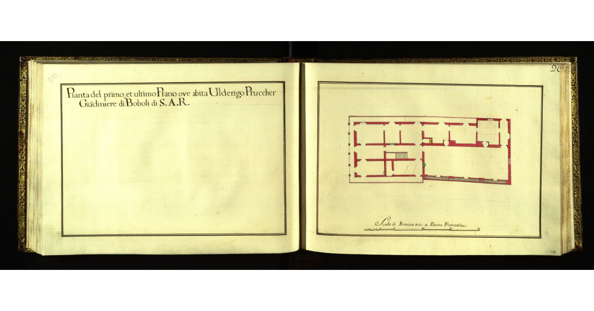 Pianta del primo e ultimo piano della casa ove abita Ulderigo Pruccher giardiniere di Boboli di S.A.R. [a Firenze]