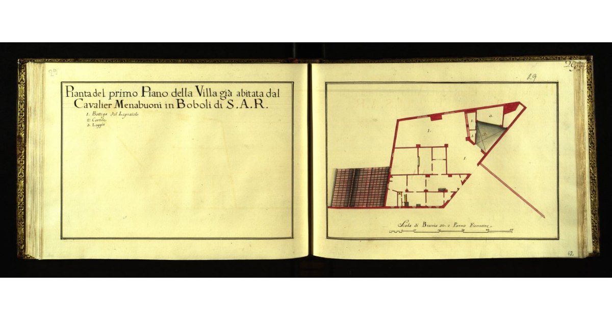 Pianta del primo piano della villa già abitata dal cavalier Menabuoni in Boboli di S.A.R. [a Firenze]