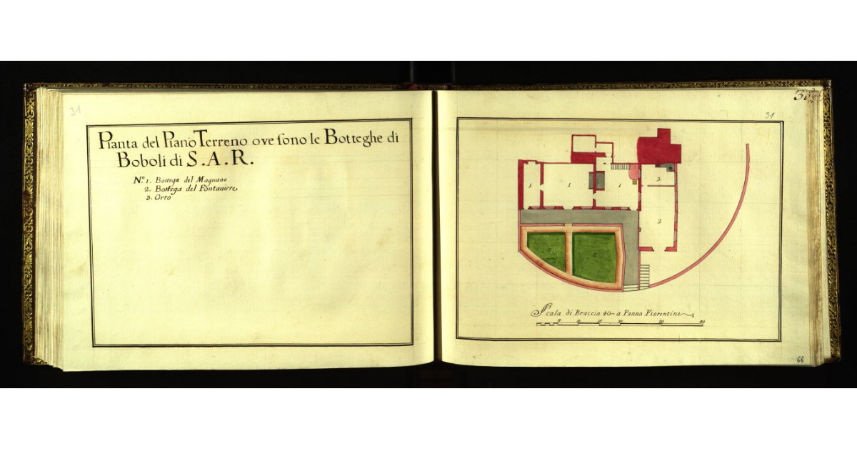 Pianta del piano terreno ove sono le botteghe di Boboli di S.A.R. [a Firenze]
