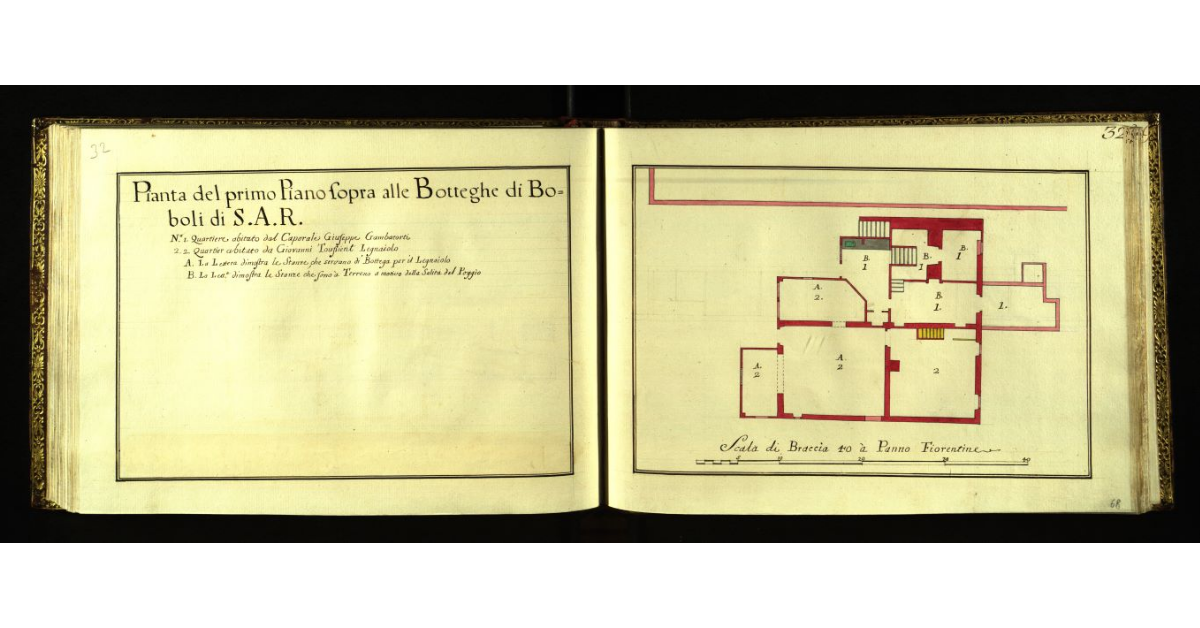 Pianta del primo piano sopra alle botteghe di Boboli di S.A.R. [a Firenze]