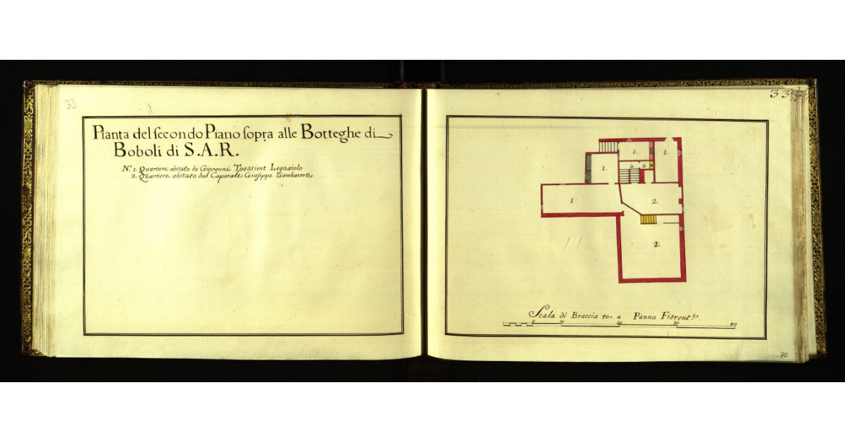 Pianta del secondo piano sopra alle botteghe di Boboli di S.A.R. [a Firenze]