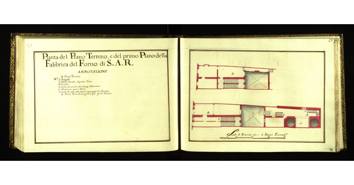 Pianta del piano terreno e del primo piano della Fabbrica del Forno di S.A.R. [in Boboli a Firenze]
