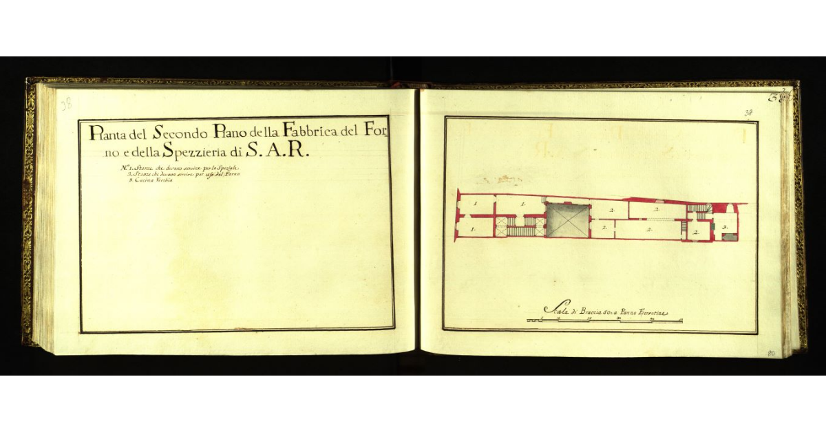 Pianta del secondo piano della Fabbrica del Forno e della Spezzieria di S.A.R. [in Boboli a Firenze]