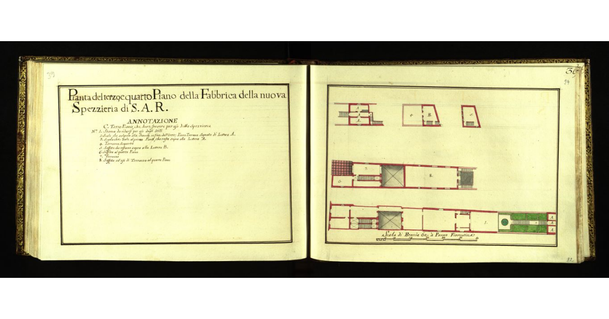 Pianta del terzo e quarto piano della Fabbrica della nuova Spezzieria di S.A.R. [in Boboli a Firenze]