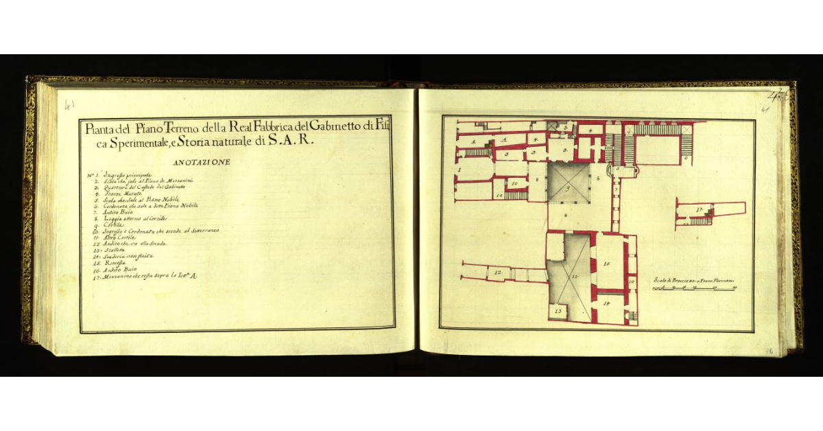 Pianta del piano terreno della Real Fabbrica del Gabinetto di Fisica Sperimentale e Storia Naturale di S.A.R. [a Firenze]