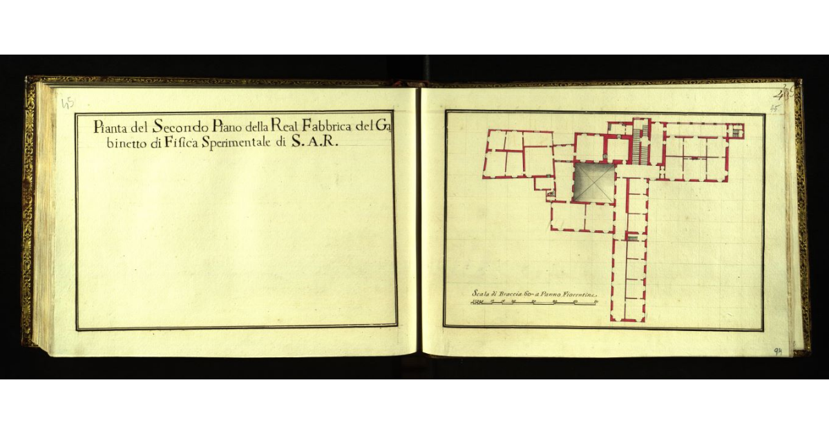 Pianta del secondo piano della Real Fabbrica del Gabinetto di Fisica Sperimentale di S.A.R. [a Firenze]