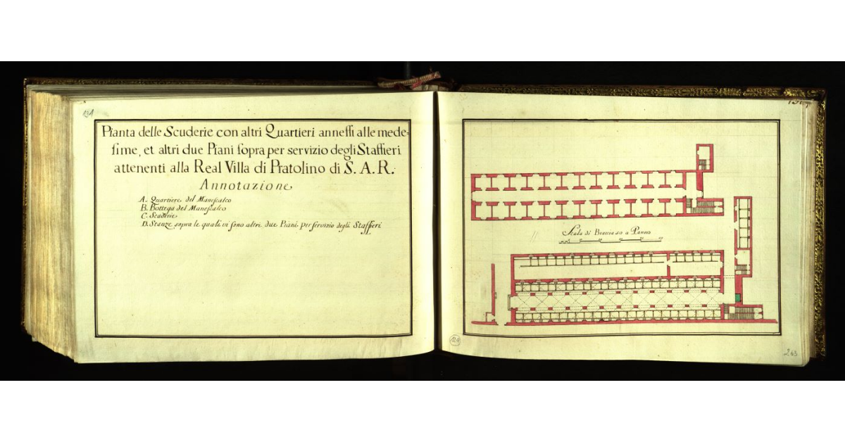 Pianta delle scuderie con altri quartieri annessi alle medesime, et altri due piani sopra per servizio degli staffieri attenenenti alla Real Villa di Pratolino di S.A.R