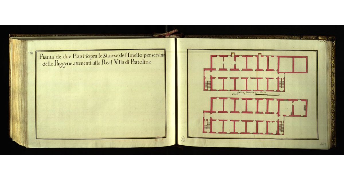 Pianta de due piani sopra le stanze del tinello per servizio delle paggerie attenenti alla Real Villa di Pratolino