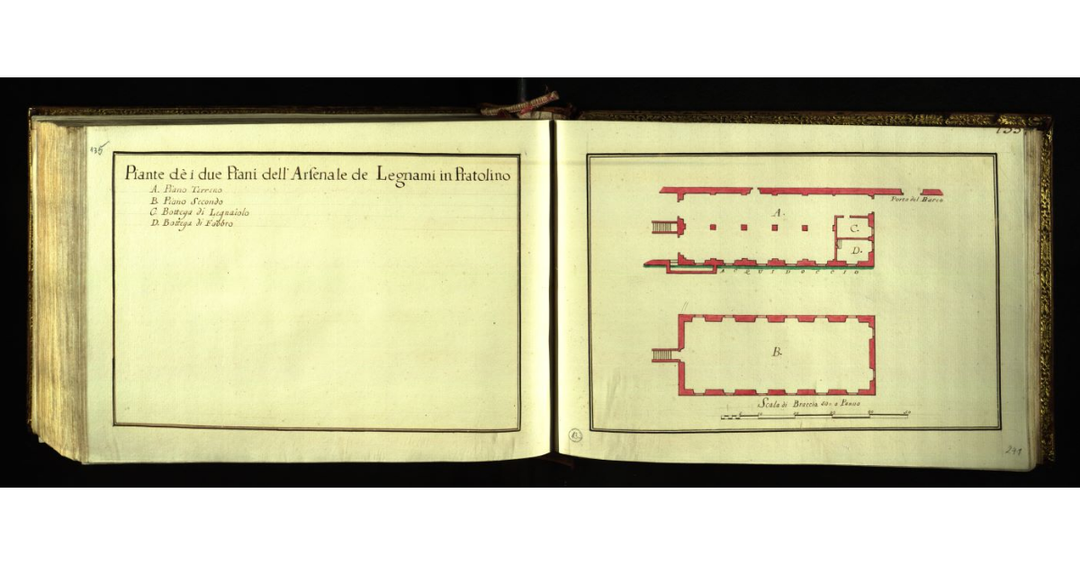 Piante dei due piani dell’arsenale de legnami in Pratolino
