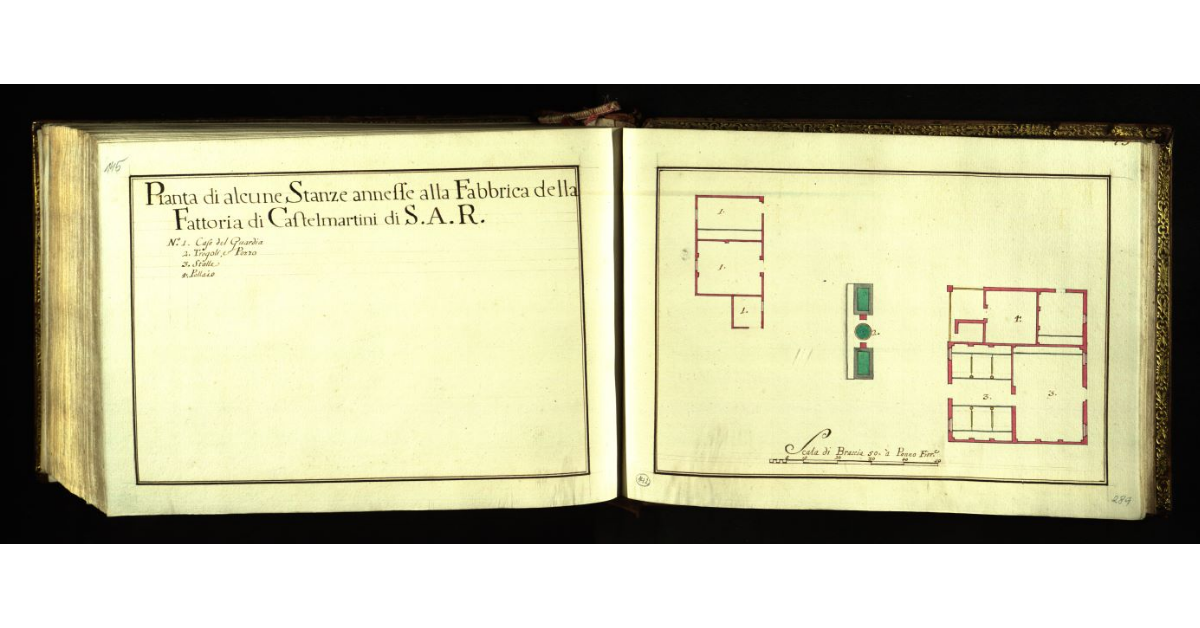 Pianta di alcune stanze annesse alla Fabbrica della Fattoria di Castelmartini di S.A.R