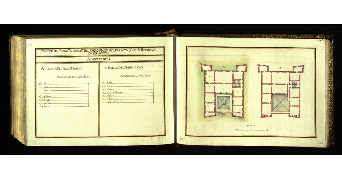 Piante del piano terreno e del primo piano del Palazzo che si ritrova in Seravezza