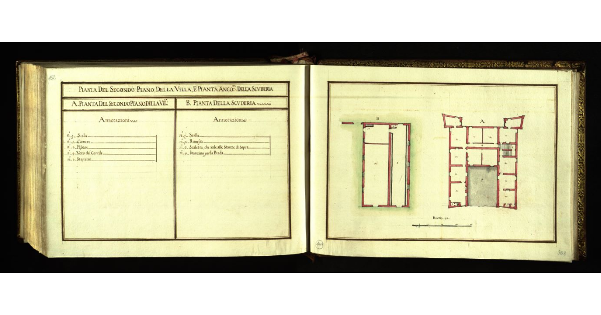 Piante del secondo piano della Villa [di Seravezza] e pianta ancora della scuderia