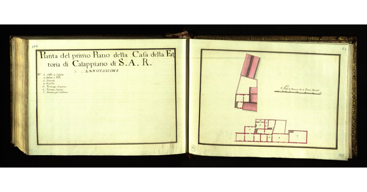 Pianta del primo piano della casa della Fattoria di Calappiano di S.A.R