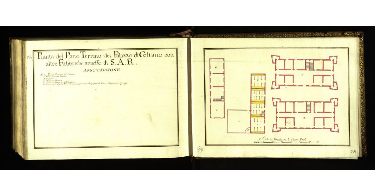 Pianta del piano terreno del Palazzo di Coltano con altre fabbriche annesse di S.A.R