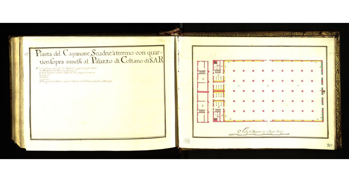 Pianta del Capannone, Scuderie a terreno con quartieri sopra annessi al Palazzo di Coltano di S.A.R