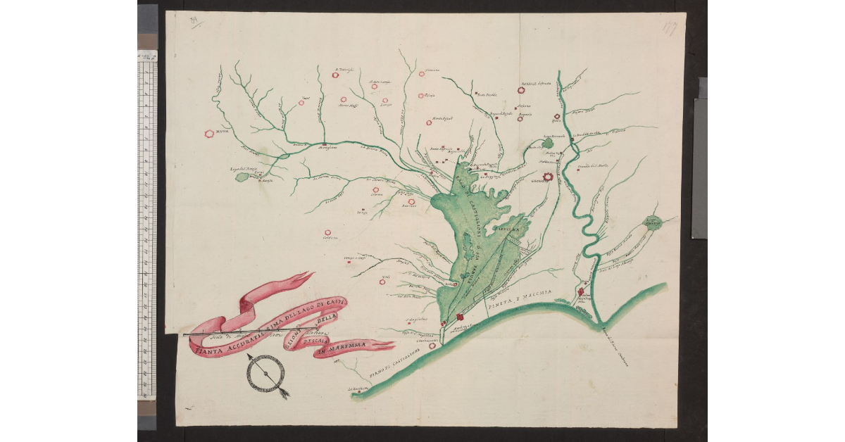 Pianta accuratissima del Lago di Castiglioni della Pescaia in Maremmane
