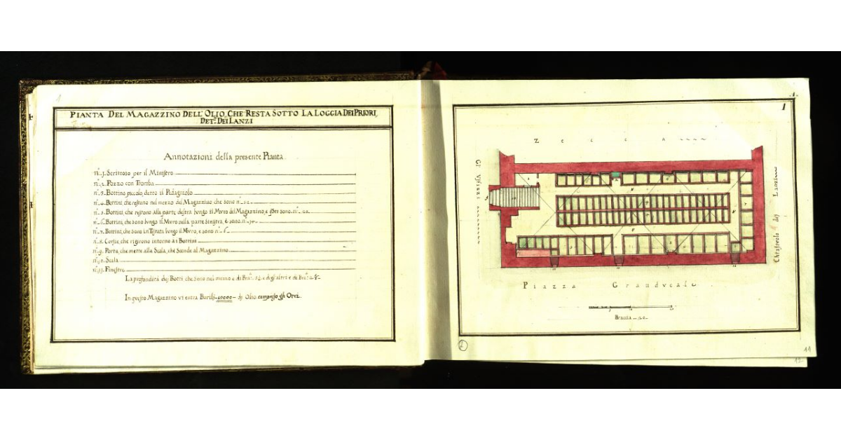 Pianta del Magazzino dell'Olio, che resta sotto la Loggia dei Priori, detta dei Lanzi