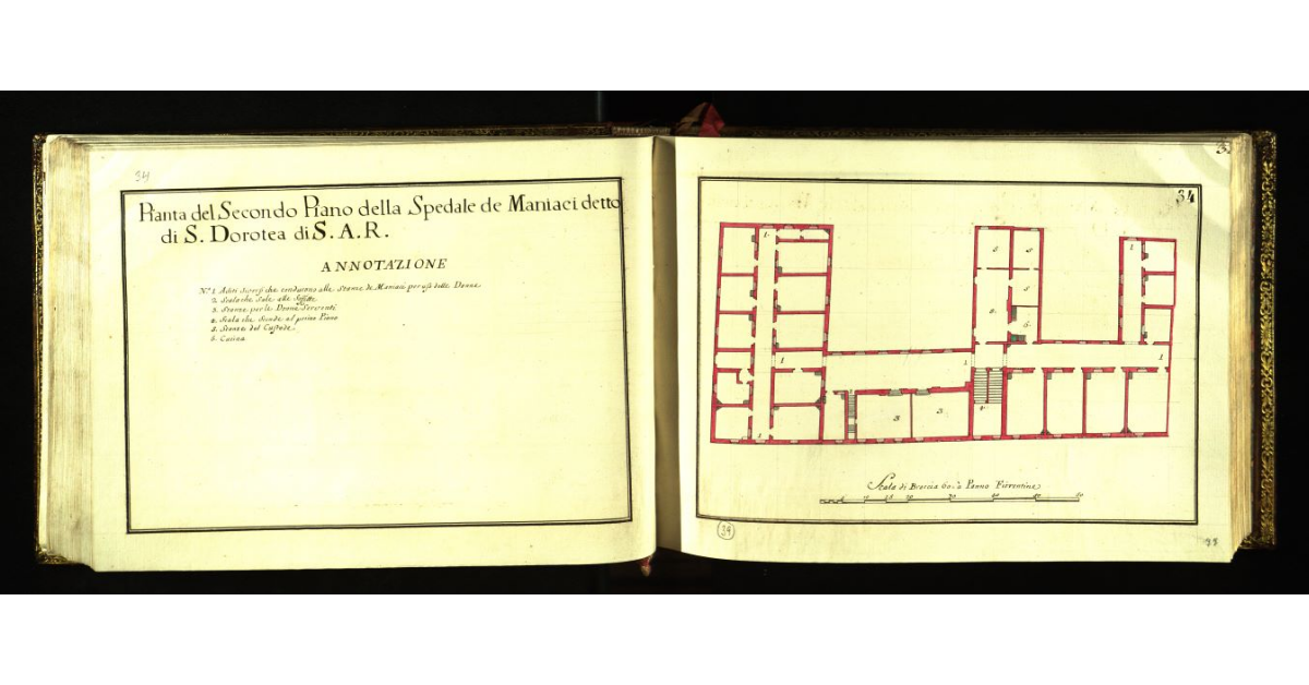 Pianta del secondo piano dello Spedale de maniaci detto di S. Dorotea di S.A.R