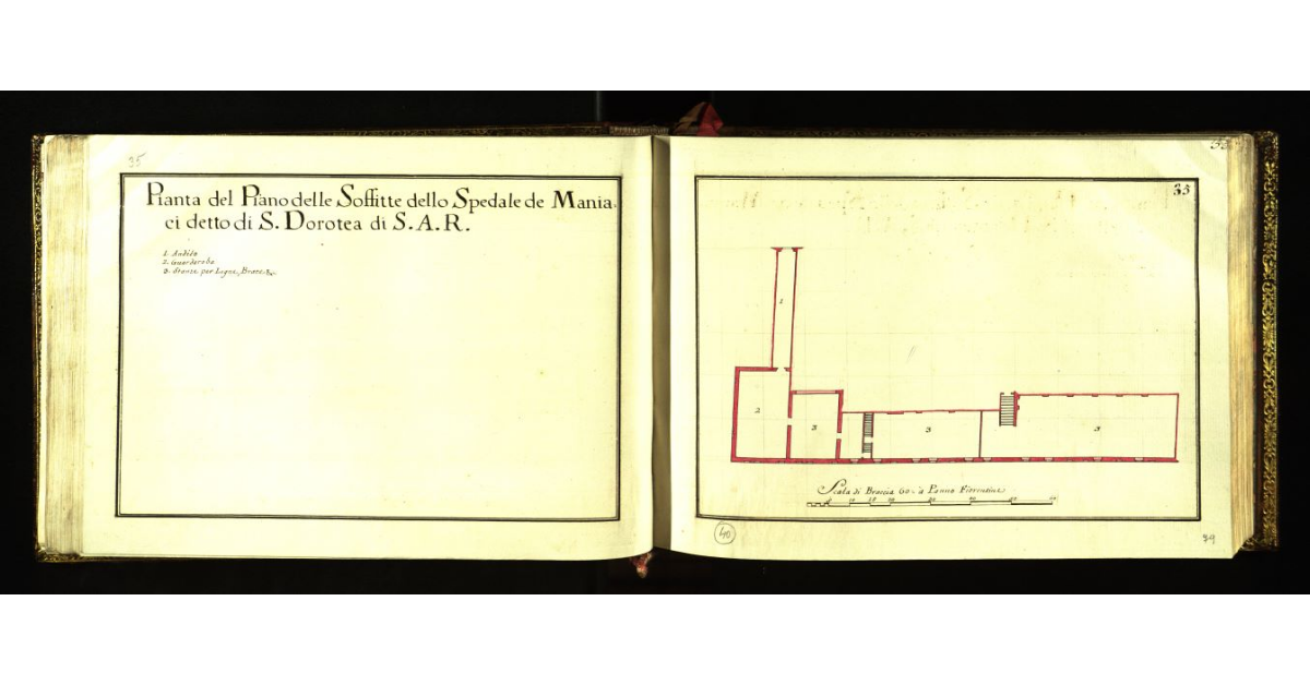 Pianta del piano delle soffitte dello Spedale de maniaci detto di S. Dorotea di S.A.R