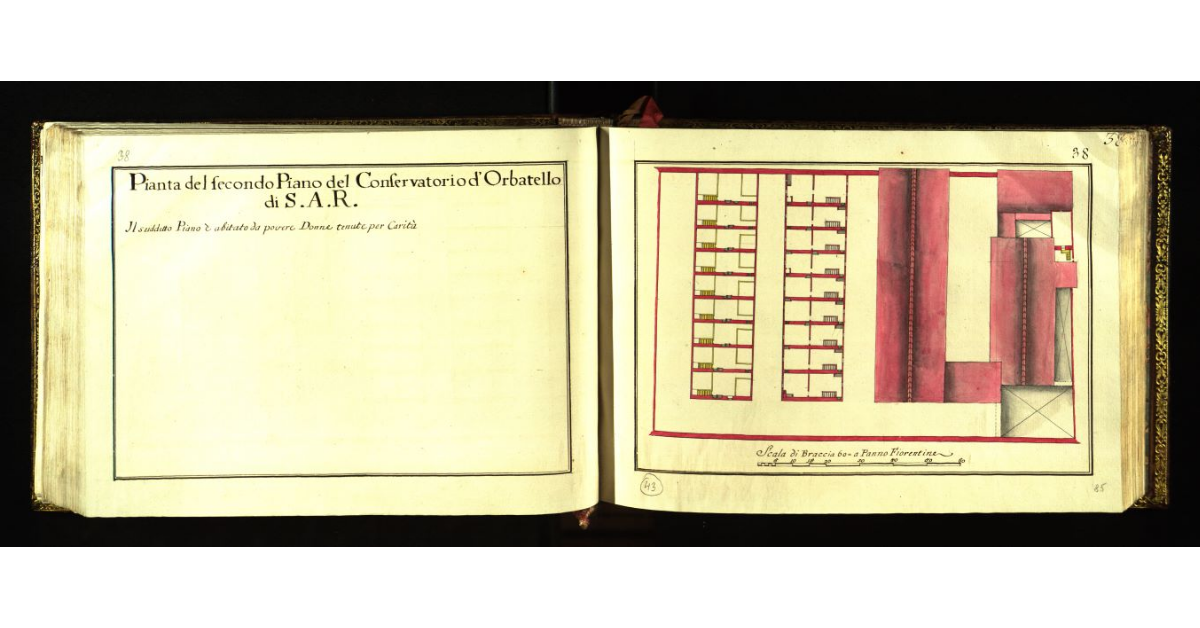 Pianta del secondo piano del Conservatorio d'Orbatello di S.A.R