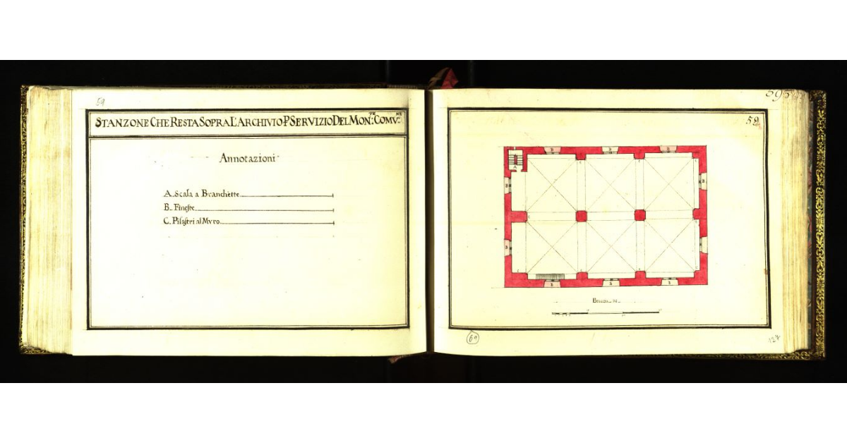 Stanzone che resta sopra l’Archivio per servizio del Monte Comune [in Orsanmichele]
