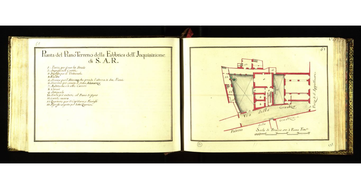 Pianta del piano terreno della Fabbrica dell'Inquisizione di S.A.R