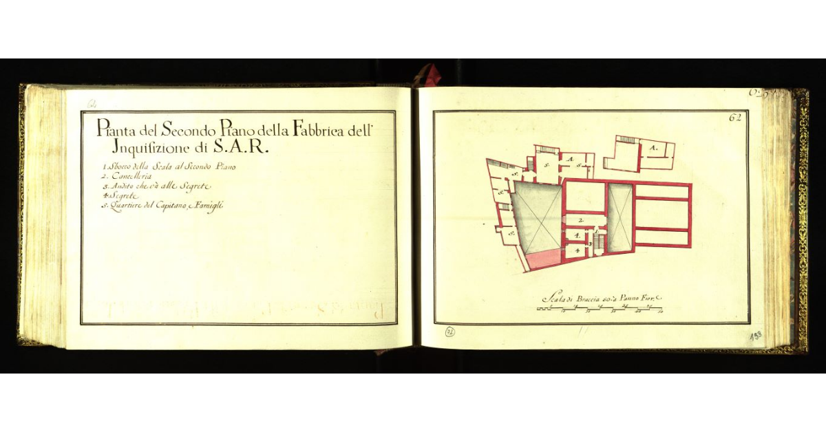 Pianta del secondo piano della Fabbrica dell'Inquisizione di S.A.R