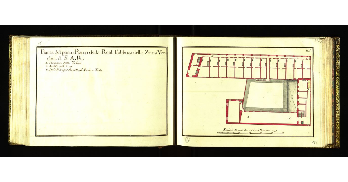 Pianta del primo piano della Real Fabbrica della Zecca Vecchia di S.A.R