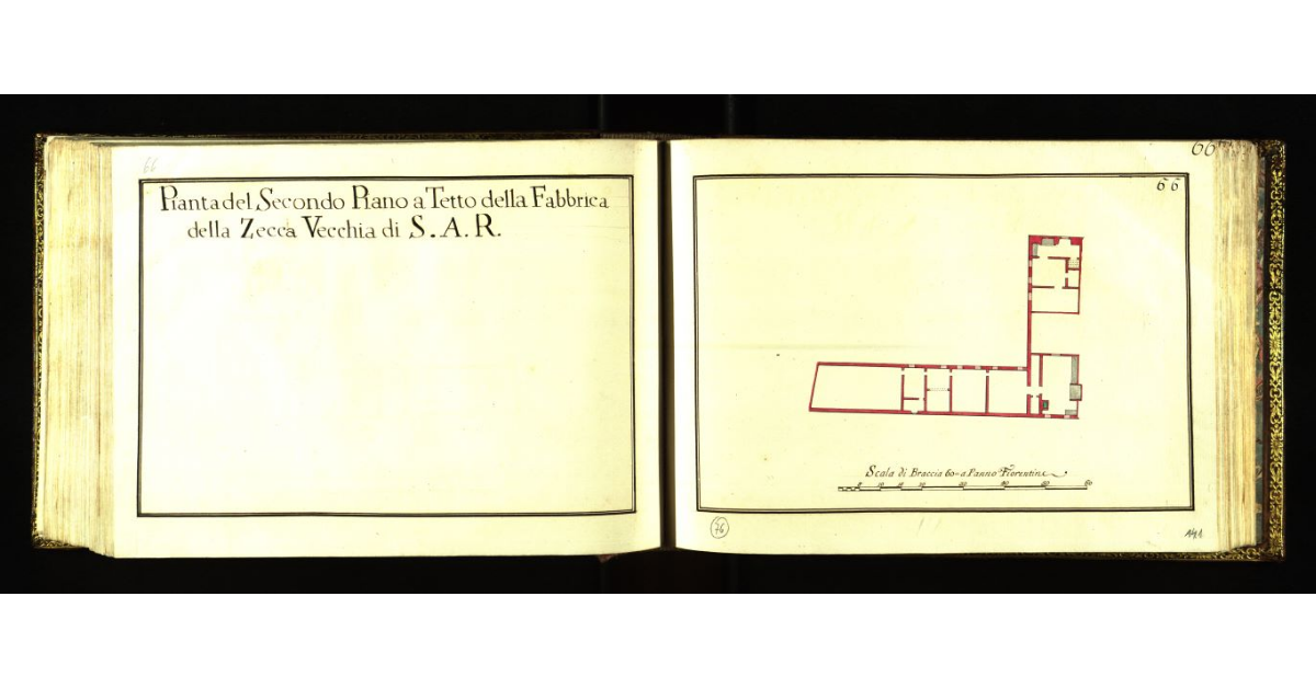 Pianta del secondo piano a tetto della Fabbrica della Zecca Vecchia di S.A.R