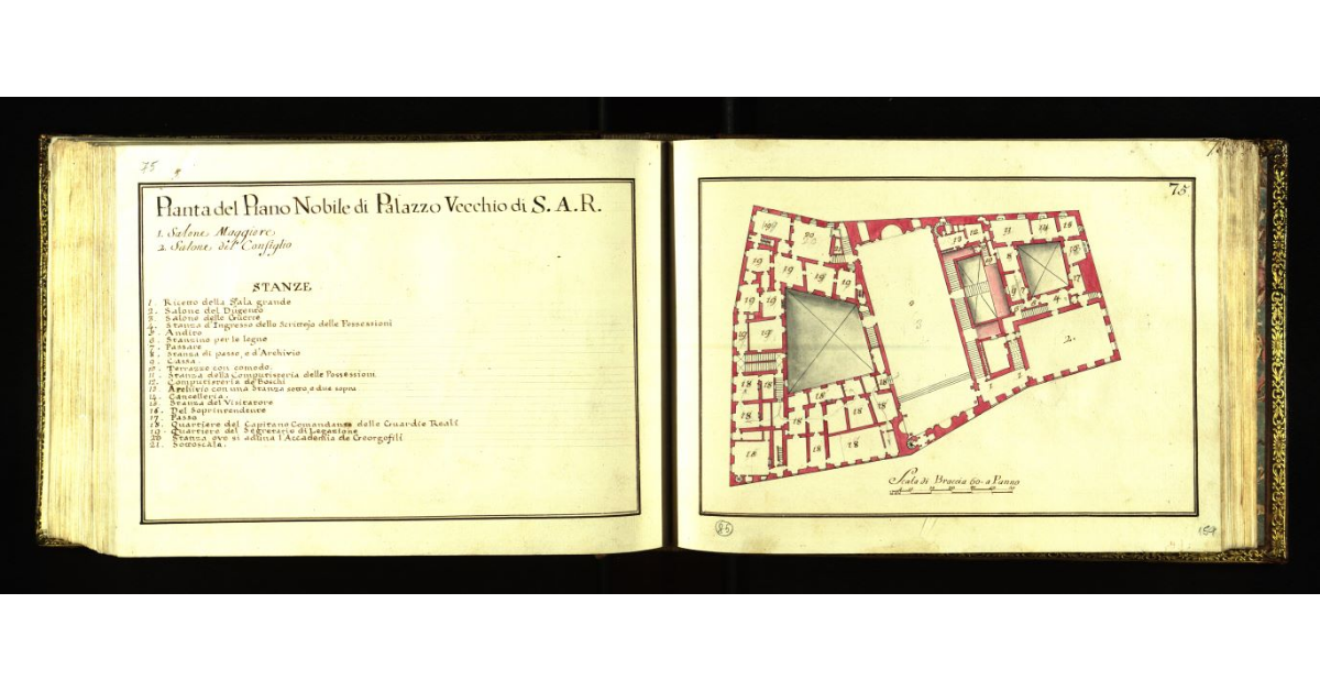 Pianta del piano nobile di Palazzo Vecchio di S.A.R
