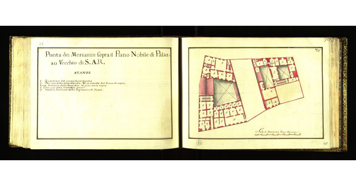 Pianta dei mezzanini sopra il piano nobile di Palazzo Vecchio di S.A.R