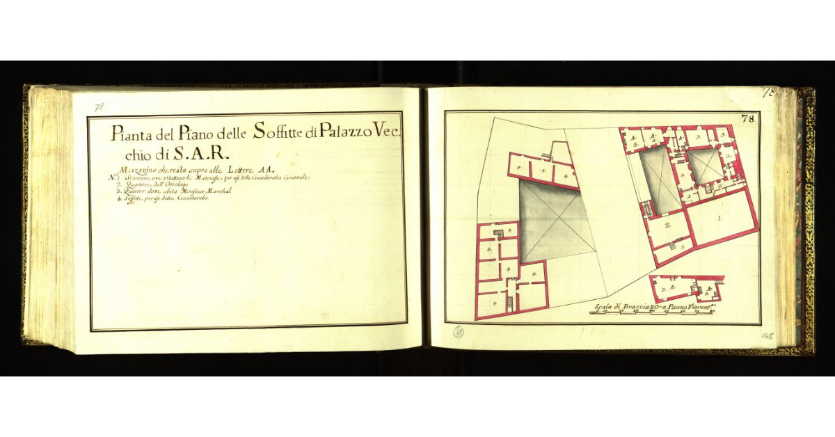 Pianta del piano delle soffitte di Palazzo Vecchio di S.A.R