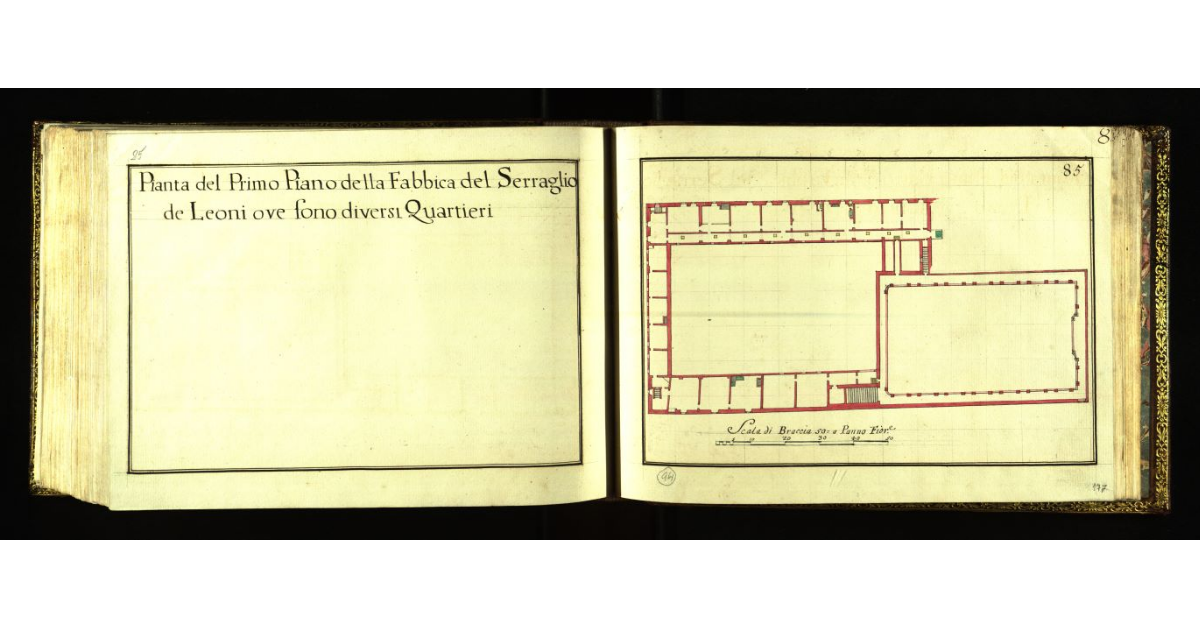 Pianta del primo piano della Fabbrica del Serraglio dei Leoni ove sono diversi quartieri