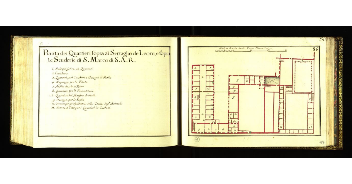 Pianta dei quartieri sopra al Serraglio de Leoni e sopra le scuderie di San Marco di S.A.R
