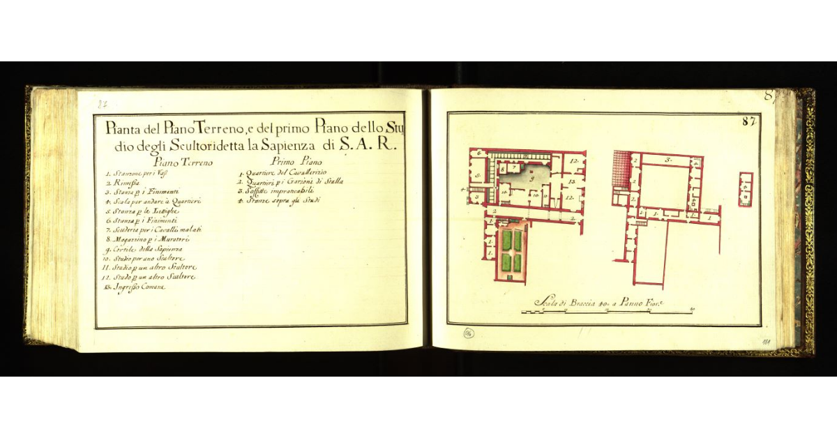 Pianta del piano terreno e del primo piano dello Studio degli Scultori detta La sapienza di S.A.R