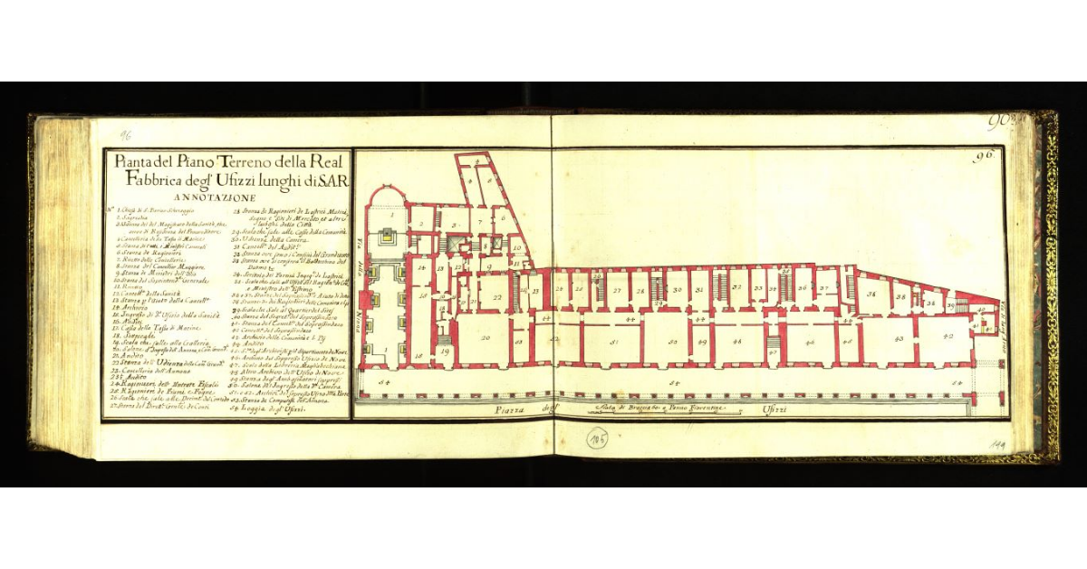 Pianta del piano terreno della Real Fabbrica degli Uffizi lunghi di S.A.R