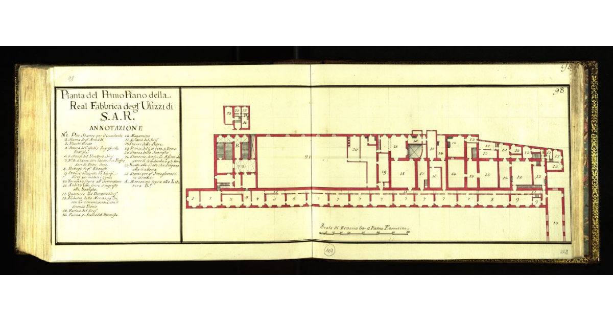 Pianta del primo piano della Real Fabbrica degli Uffizi di S.A.R